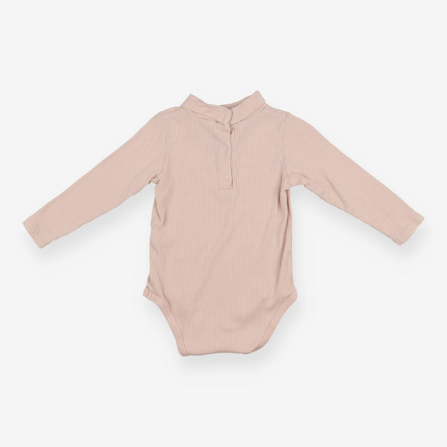 Bodysuit pink ribbed roll neck