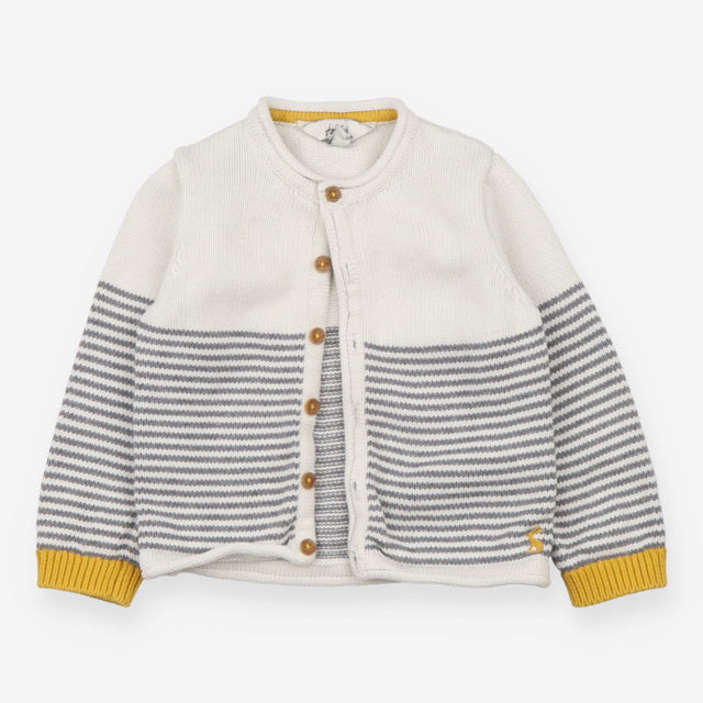 Cardigan cream grey stripes
