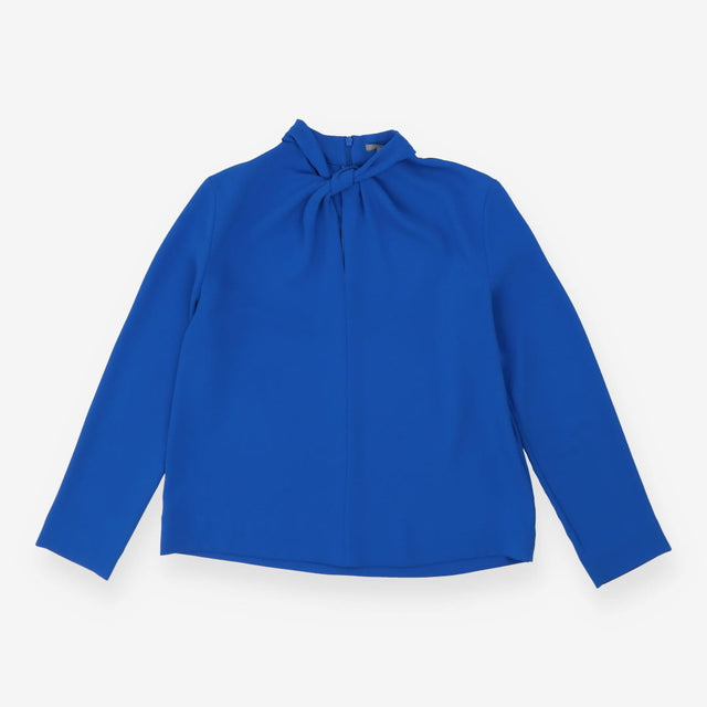 Cobalt blue long sleeve tie neck blouse