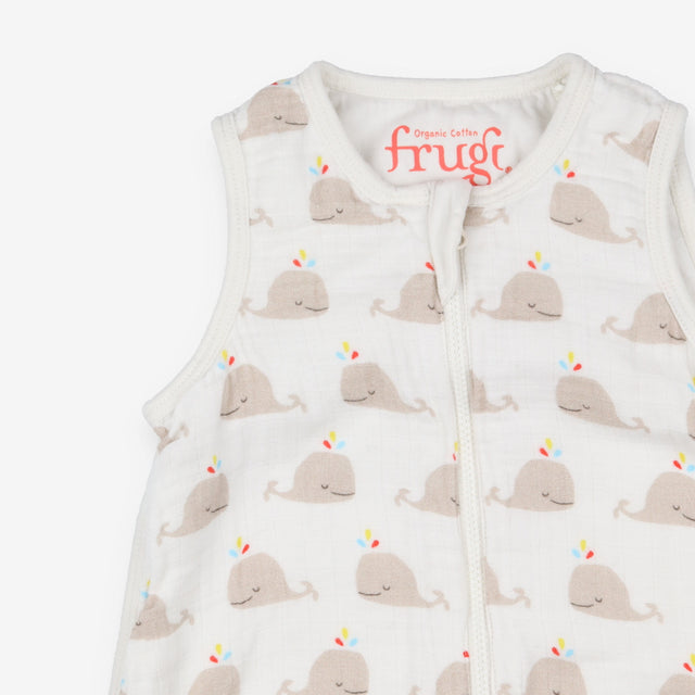 Sleeping bag white with whale print 1Tog
