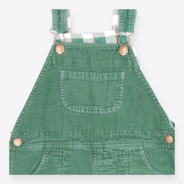 Dungarees Cord Forrest Green Check Lining