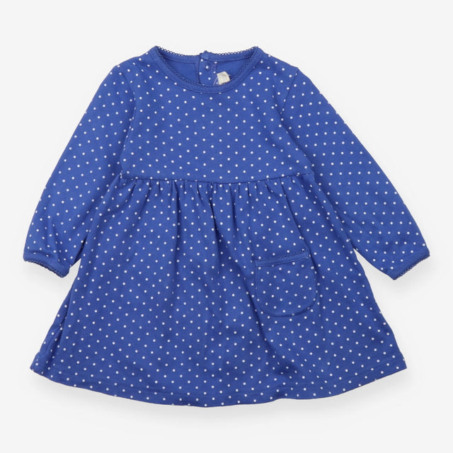Blue dress with white dots