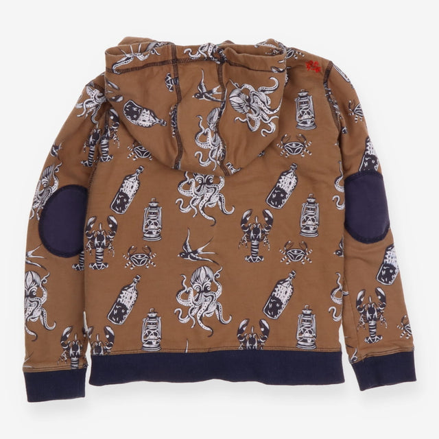 Hoodie brown under sea Octopus Lobsters