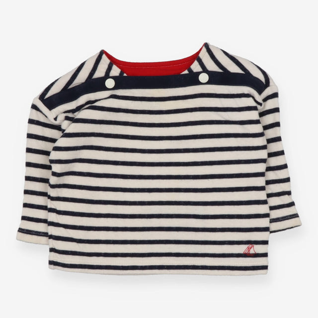 T-shirt long sleeve white and navy striped