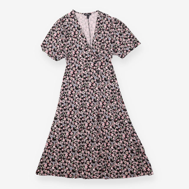 Midi Dress Floral Print Long Sleeve Jersey