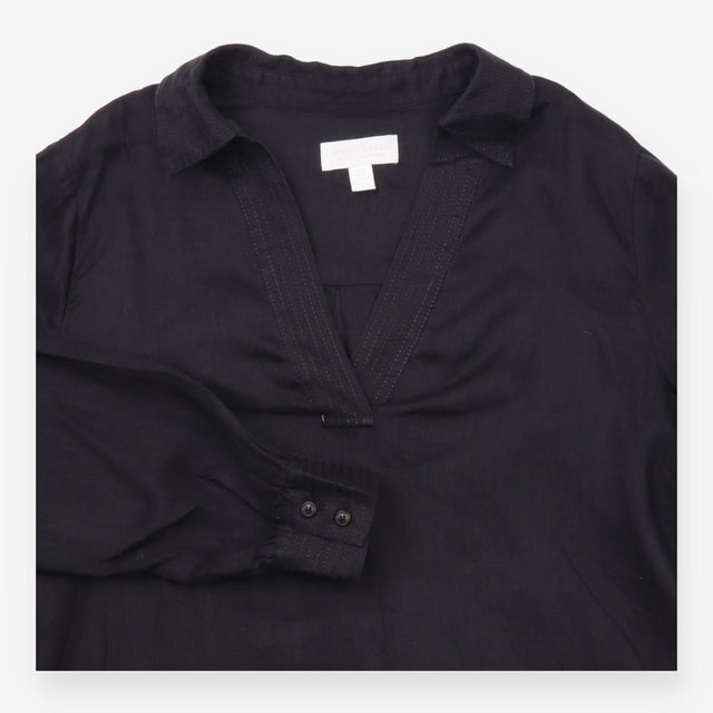 Top 100% Linen V-Neck Long Sleeve Black