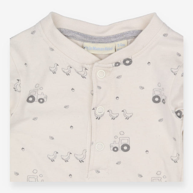 Bodysuit long sleeve tractor ducks