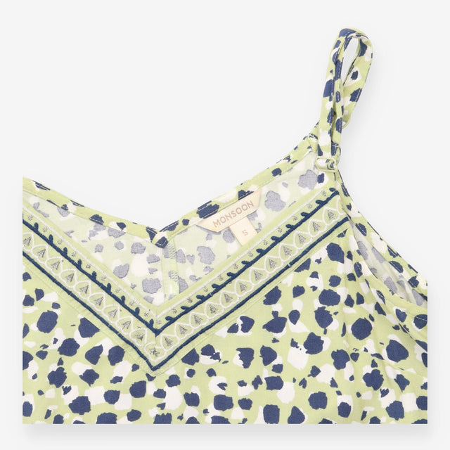 Top Cami Embroidered V-Neck Animal Spot Strappy Gr