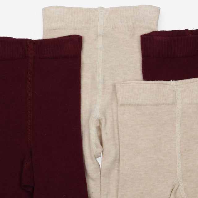 Beige and burgandy four pack of tights