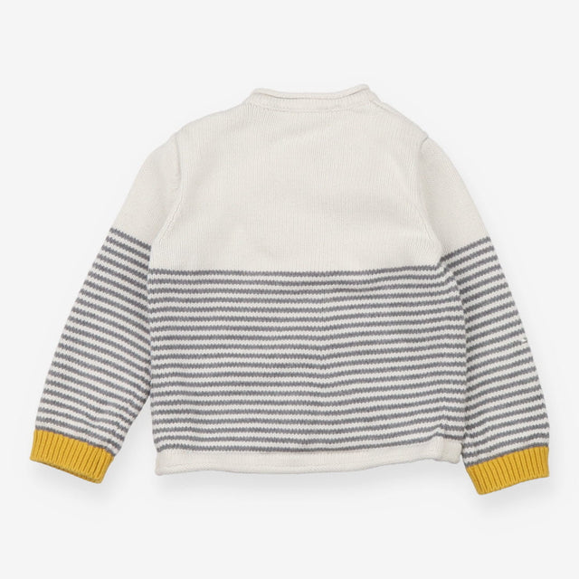 Cardigan cream grey stripes