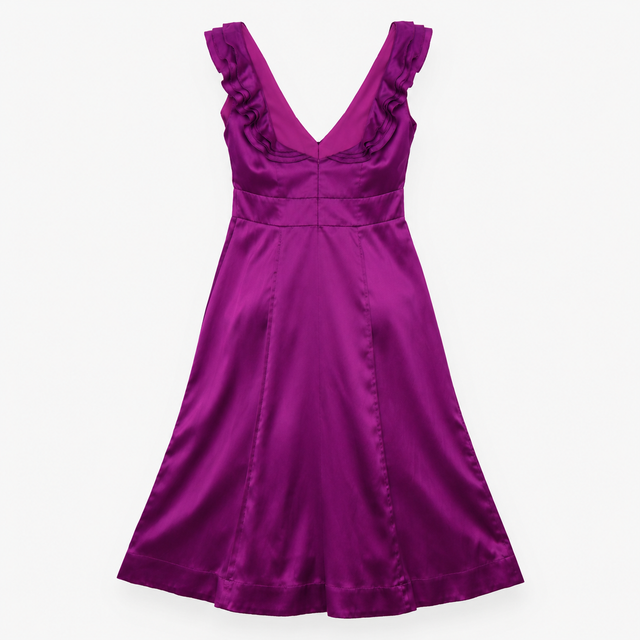 Purple Silk Blend Maxi Dress with Ruched Bust Deta