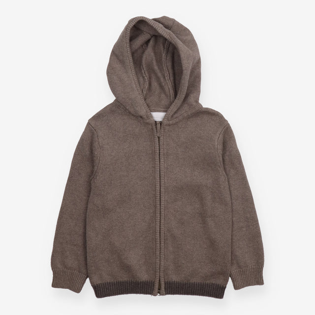 Brown Knit Zip Hoodie