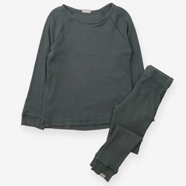 Outfit green rib LS tee leggings 2pc