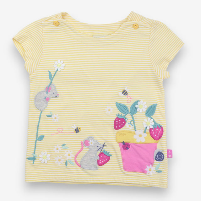 T-Shirt Yellow Striped Mouse Strawberry Pot