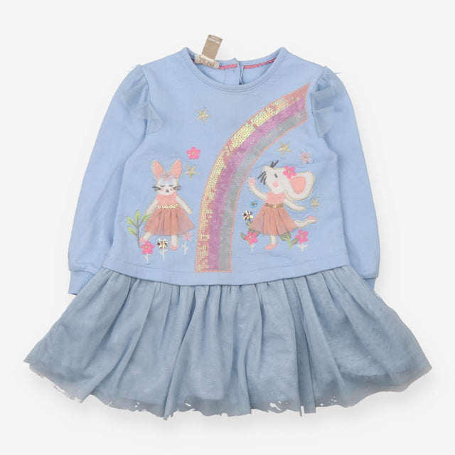Dress long sleeve blue rabbit and mouse