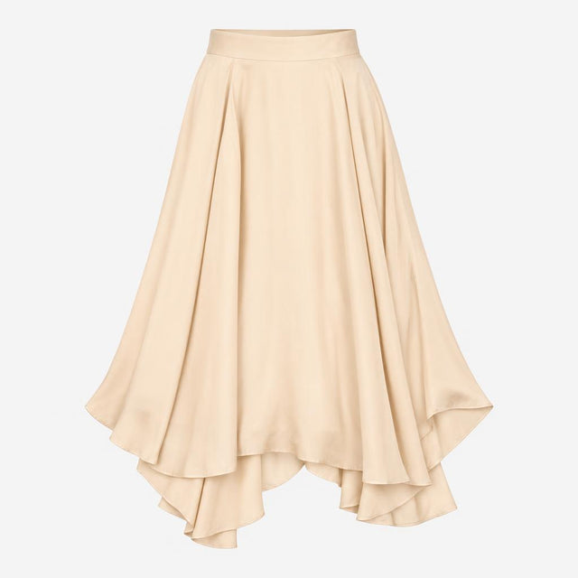 Champagne Satin Flared Occasion Skirt