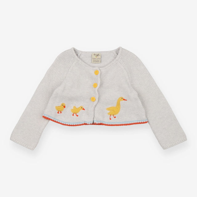 Cardigan grey duck applique