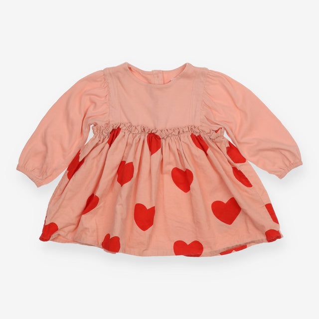Pink Cord Dress with Hearts