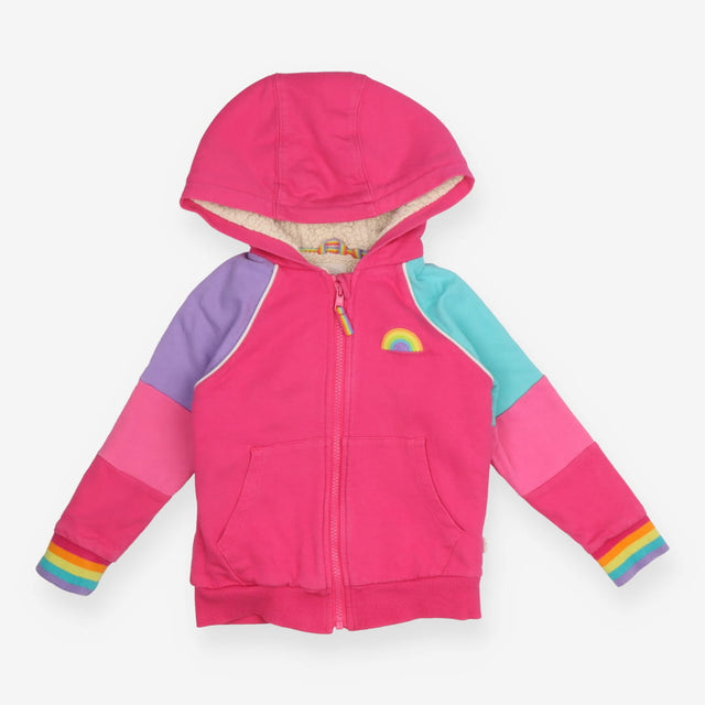 Pink rainbow cuff zip hoodie borg lined