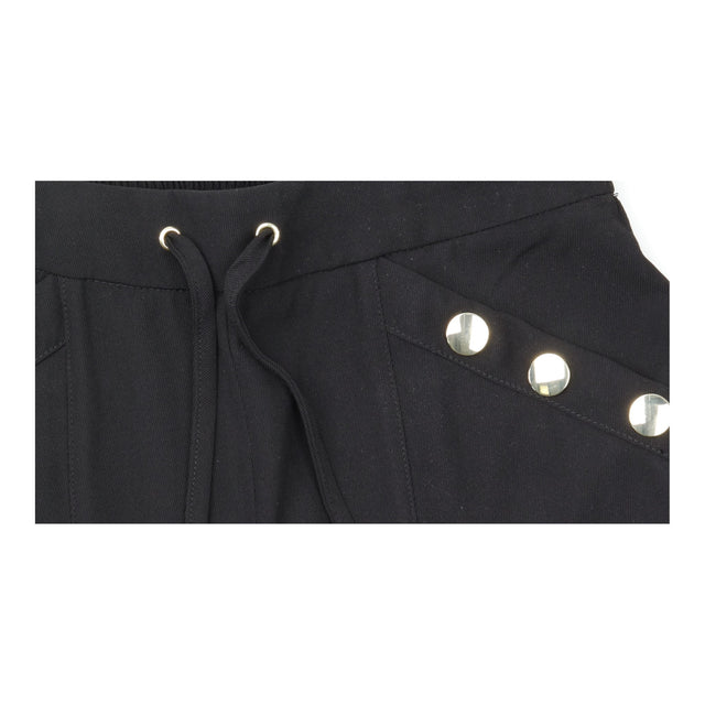 Trousers Black Wide Leg Studded Pocket Drawstring