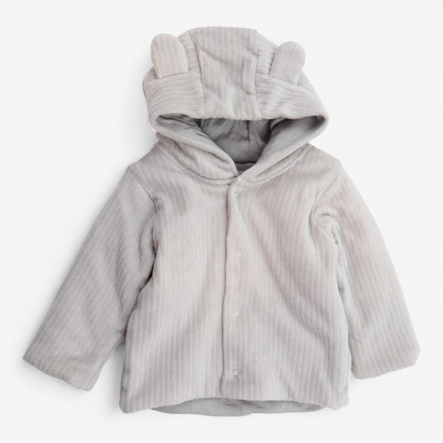 Baby jacket grey ribbed with ears