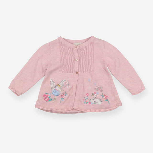 Cardigan Pink Fairy Swan Flowers