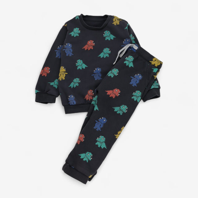 Tracksuit Grey Triceratops Print 2pcs