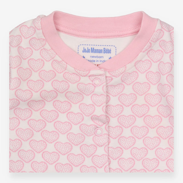 Pink Hearts Footless Sleepsuit