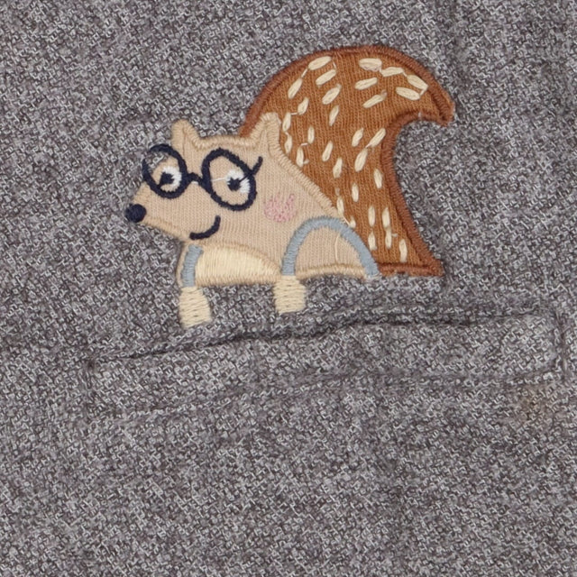 Grey jersey dungarees squirrel pocket