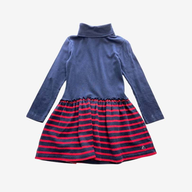 Blue Roll Neck Jersey Dress