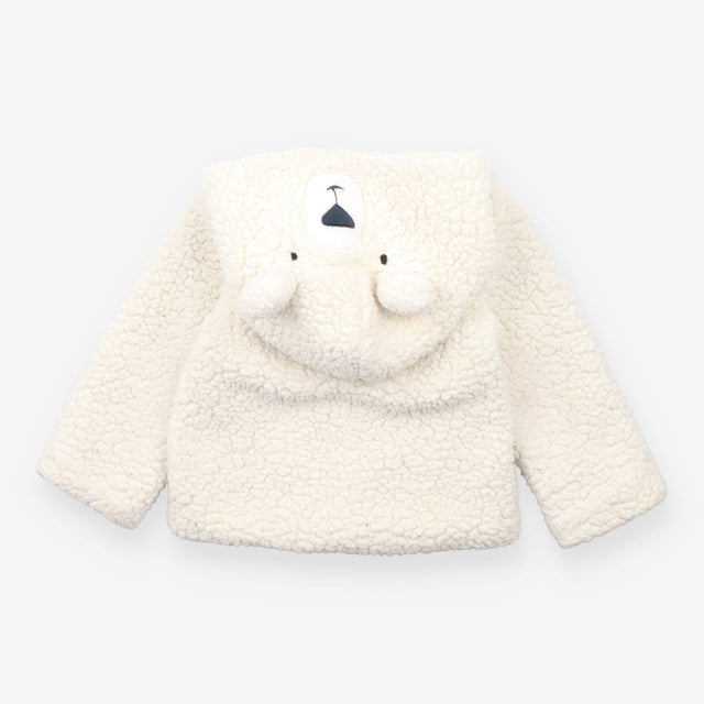 Fleece Zipped Hoodie Cream with Bear Face on the H