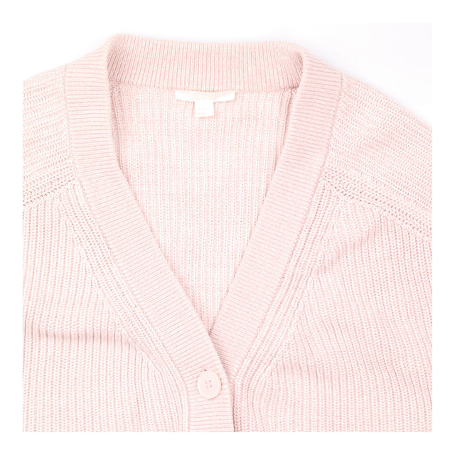 V-Neck Chunky Knit Cardigan Dusty Pink Cotton