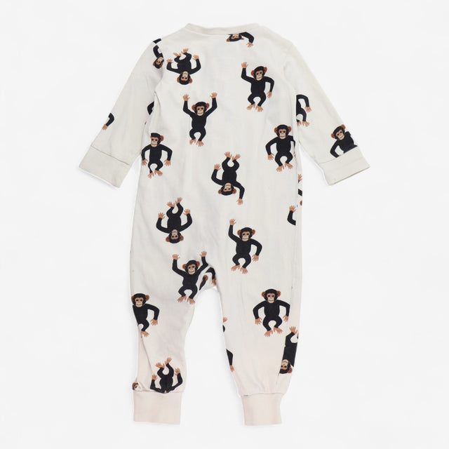 Cream Zip Sleepsuit with Monkeys