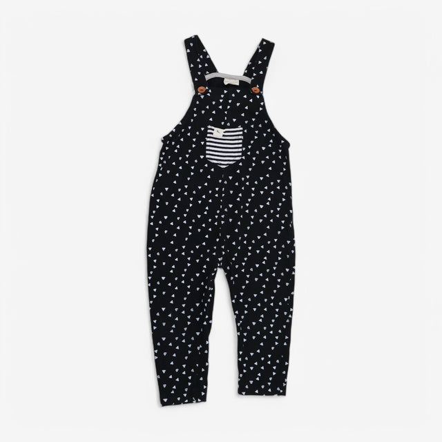 Dungarees black and white abstract print
