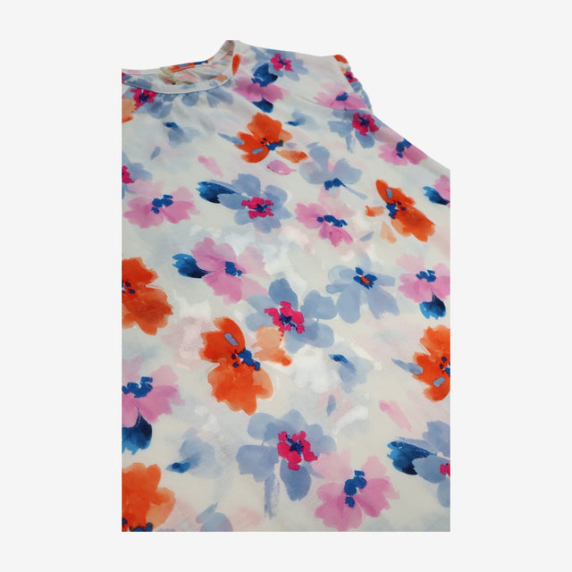 Nightie White with Floral Print