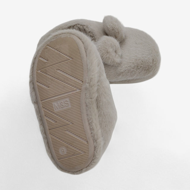 Slippers Beige Fluffy Ears