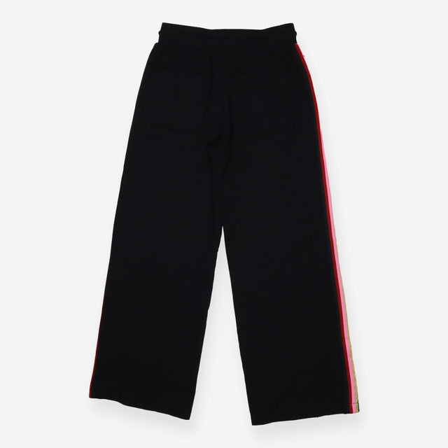 Black wide leg joggers with vivid rainbow stripe d