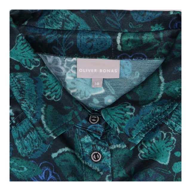 Oliver Bonas Teal Blue Abstract Shell Print Ruched