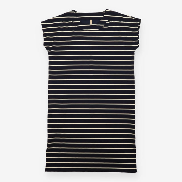 Dress Navy Blue Cream Stripe Short Sleeve