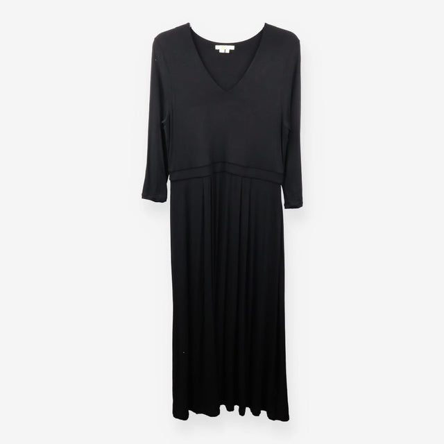 Black Jersey Midi Dress V Neck 3/4 Sleeve