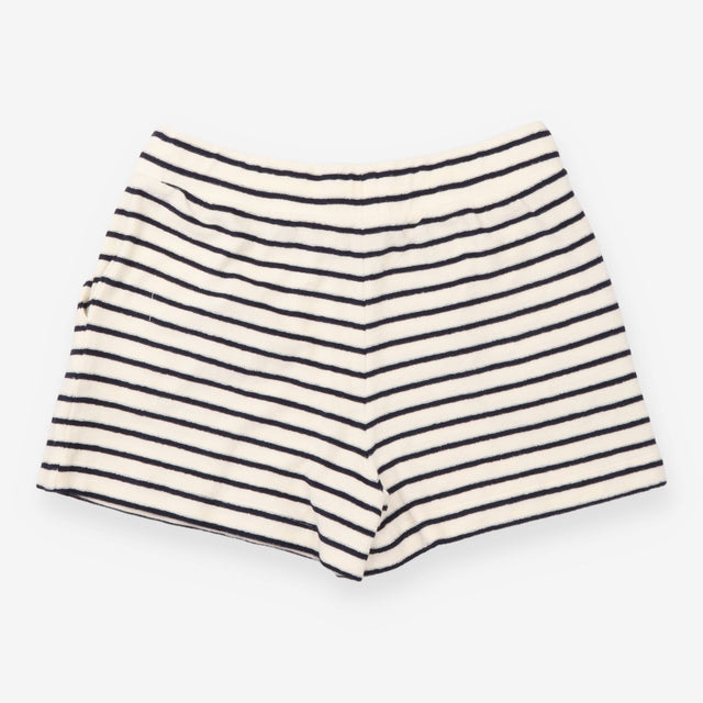 Towelling Shorts in Cream and Navy Stripe