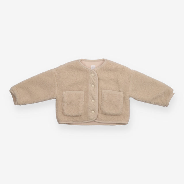 Sherpa Cardigan with Pockets and Poppers Cream