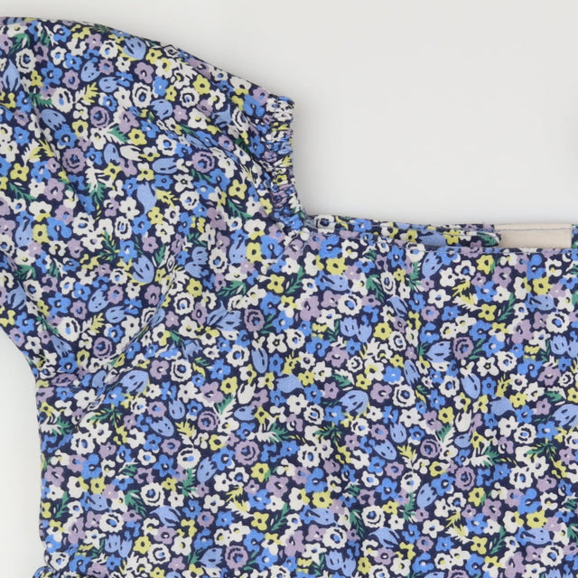 Dress SS blue floral woven