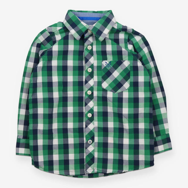 Tartan Shirt Green and Blue with front Pocket