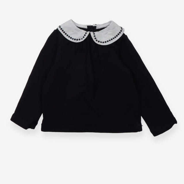 T-shirt long sleeve black with black dots white co