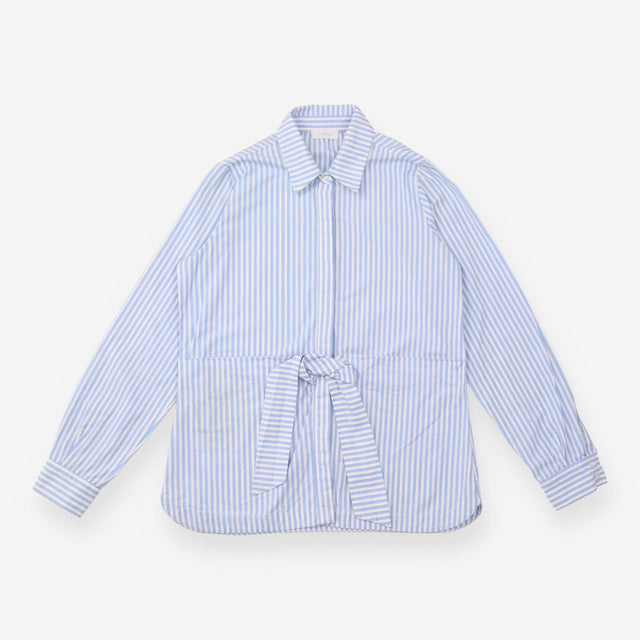 Striped Cotton Shirt Blue White Tie Waist