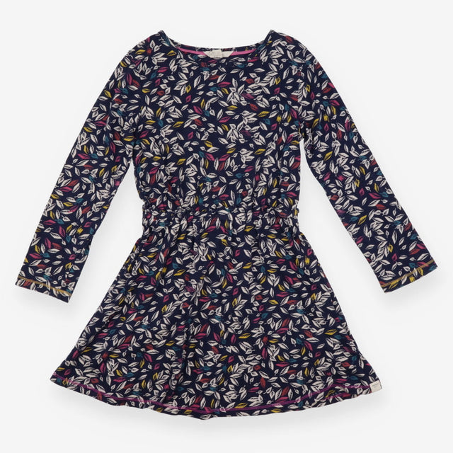 Dress Long Sleeved Navy Autumn Leaves