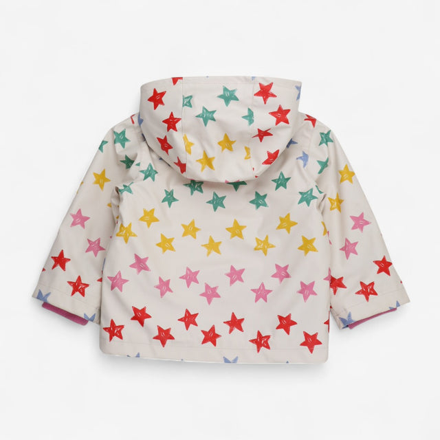 Raincoat Fleece Lined Cream with Rainbow Stars