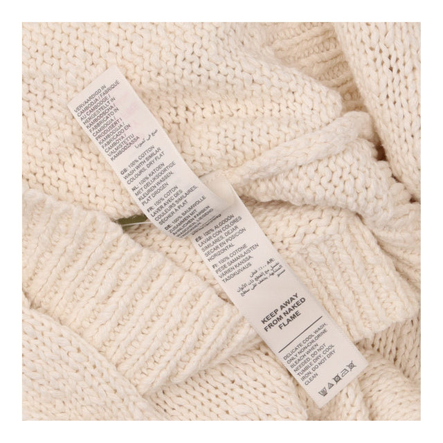 Open Front Chunky Cotton Knit Cardigan Cream