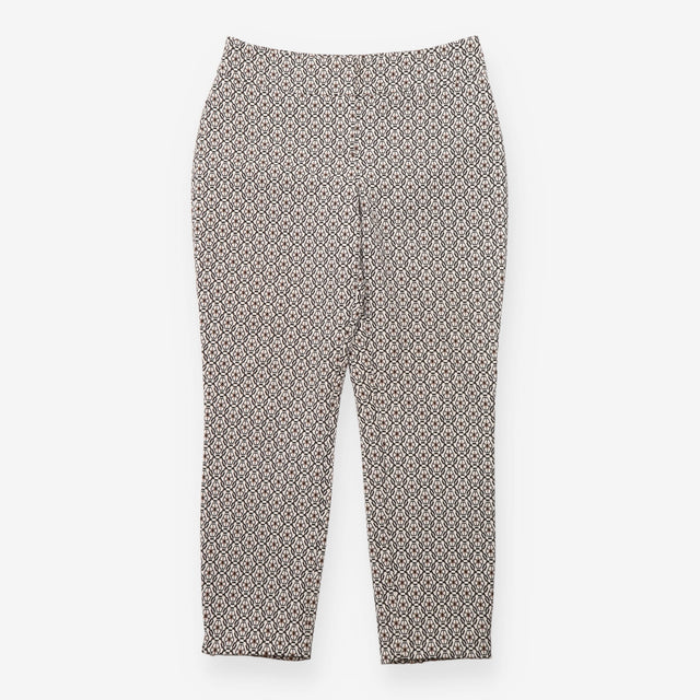 Geometric Jacquard Slim Leg Trousers Black White